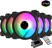 Load image into Gallery viewer, FAN KIT 5-Pack - 120mm Addressable RGB LED Case Cooling Fans with RGB Controller
